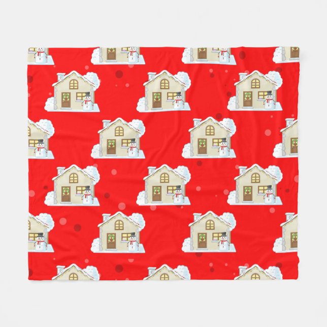 Christmas House Pattern  Fleecefilt (Framsidan (Horisontell))