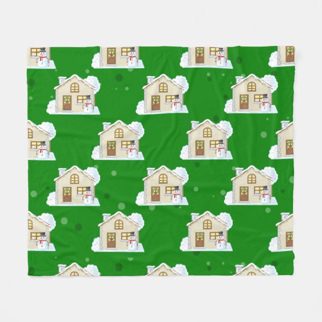 Christmas House Pattern  Fleecefilt (Framsidan (Horisontell))