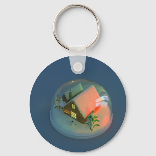 Christmas House snow globe Keychain Nyckelring (Framsida)
