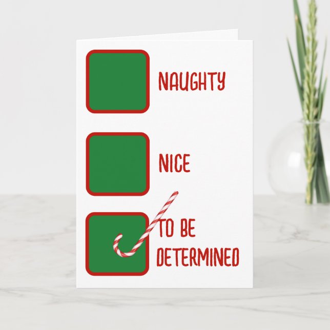 Christmas Humor Naughty Or Nice Check Boxes  Kort (Framsida)