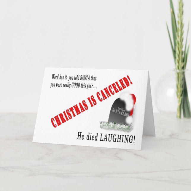 CHRISTMAS - HUMOR - SANTA DIED LAUGHING HELGKORT (Framsida)
