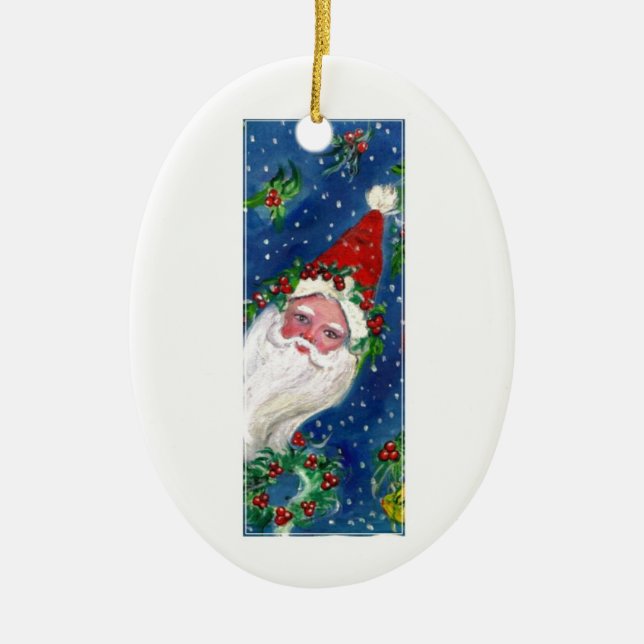 CHRISTMAS I BREV / JULTOMTEN MED RED RIBBON JULGRANSPRYDNAD KERAMIK (Framsidan)