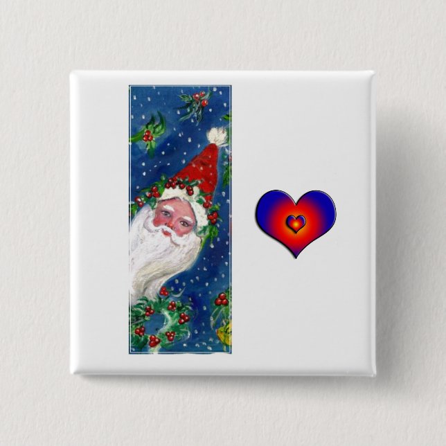 CHRISTMAS I BREV / SANTA RED RIBBON MONOGRAM KNAPP (Framsida)