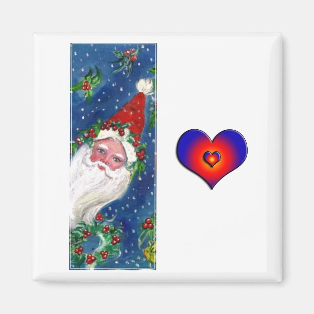 CHRISTMAS I BREV / SANTA RED RIBBON MONOGRAM MAGNET (Framsidan)