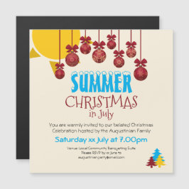 CHRISTMAS I JULY Summer BBQ Firande Magnetisk Inbjudningskort