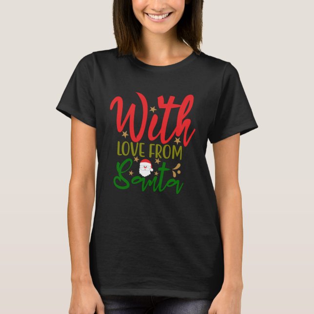 Christmas I Love Santa Candy Cane Heart Men Women  T Shirt (Framsida)