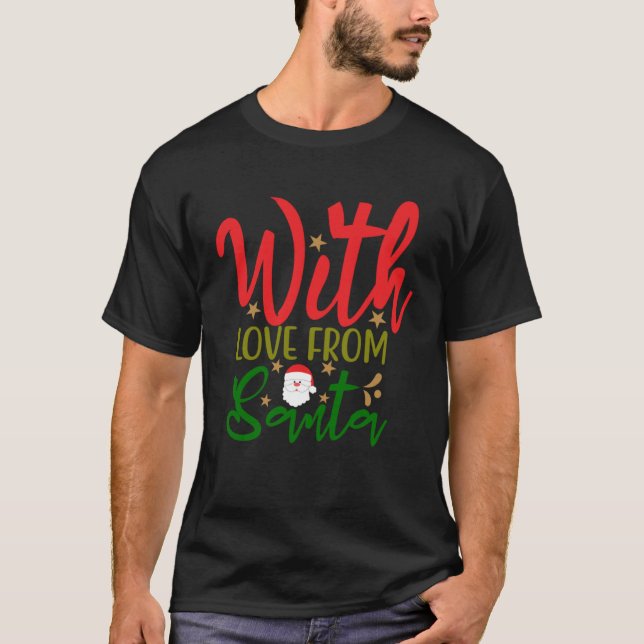 Christmas I Love Santa Candy Cane Heart Men Women  T Shirt (Framsida)