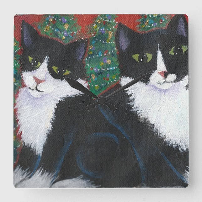 CHRISTMAS I SVART OCH VITT FYRKANTIG KLOCKA (Framsida)
