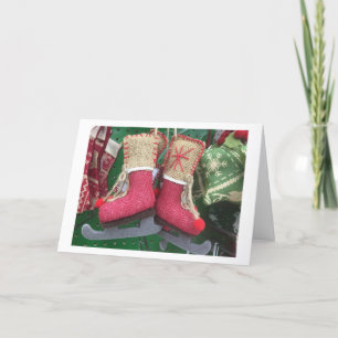 CHRISTMAS "ICE SKATES" OCH LYCKLIG HELGDAG-ENJOY HELGKORT