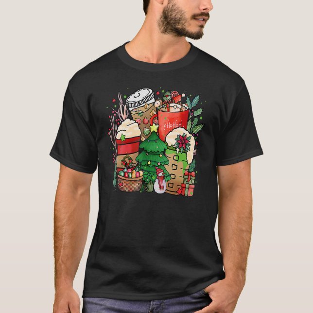 Christmas Iced Coffee Hot Cocoa Coffee  Caffeinate T Shirt (Framsida)