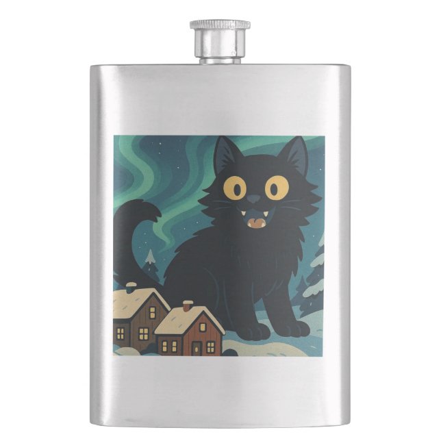 Christmas Icelandic Yule Cat with Northern Lights Fickplunta (Framsidan)