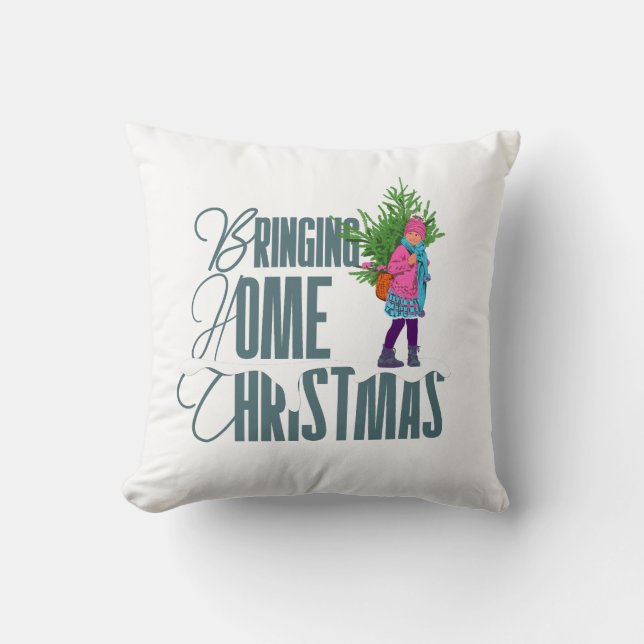 Christmas Illustrated Holiday Cushion Kudde (Framsida)