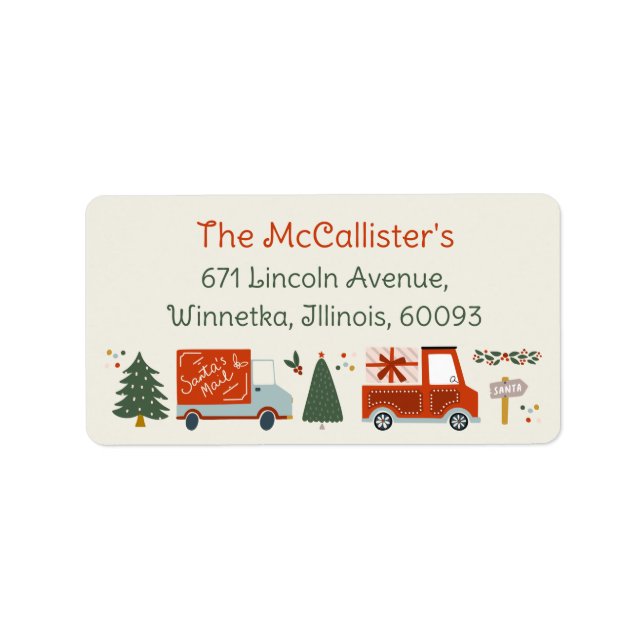 Christmas Illustratio Holiday Return Address Label Adressetikett (Framsidan)