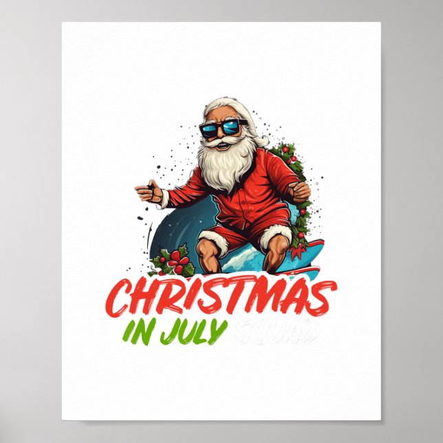 christmas im july sommar jultomten strand hawaii poster (Framsidan)