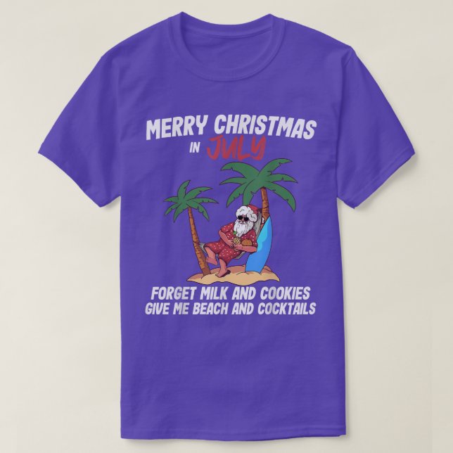 Christmas In July Beach Party Santa Men Women Vaca T Shirt (Design framsida)