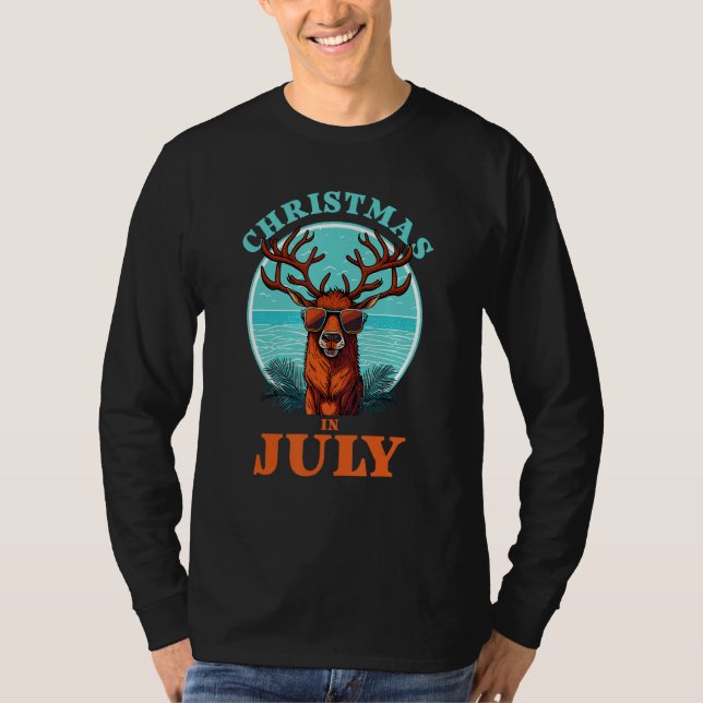 Christmas in July Beach Summer Reindeer Beach Bash T Shirt (Framsida)