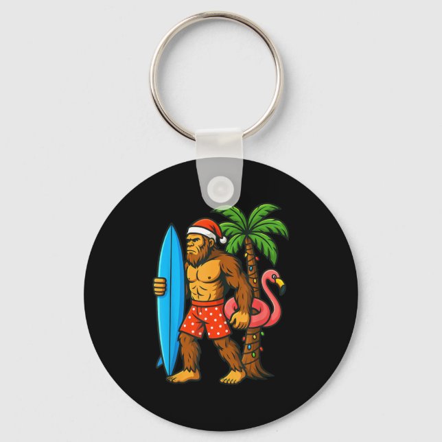 Christmas In July Bigfoot Hawaiian Xmas Palm Tree  Nyckelring (Framsida)