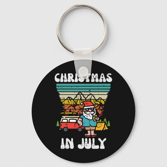 Christmas In July Camper Van Santa Retro Xmas Men  Nyckelring (Framsida)