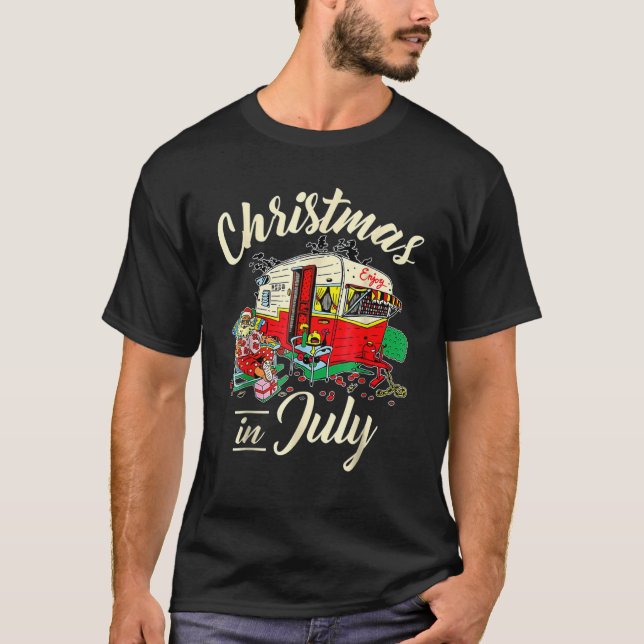 Christmas In July Camping  Xmas T Shirt (Framsida)