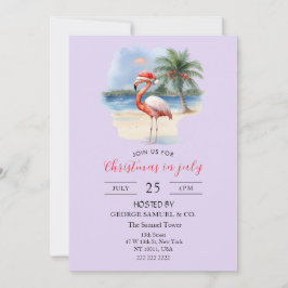 Christmas in July Custom Company Name Flamingo Inbjudningar