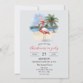 Christmas in July Custom Company Name Flamingo Inbjudningar