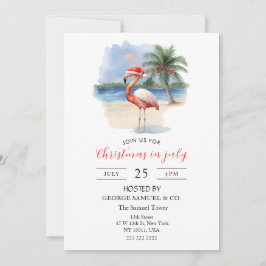 Christmas in July Custom Company Name Flamingo Inbjudningar