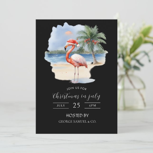 Christmas in July Custom Company Name Logo & Text Inbjudningar (Stående Fram)