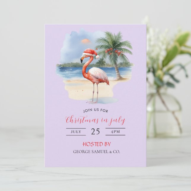 Christmas in July Custom Company Name Logo & Text Inbjudningar (Stående Fram)