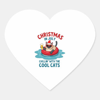 Christmas In July Daddy Mommy Chillin With The Sia Hjärtformat Klistermärke