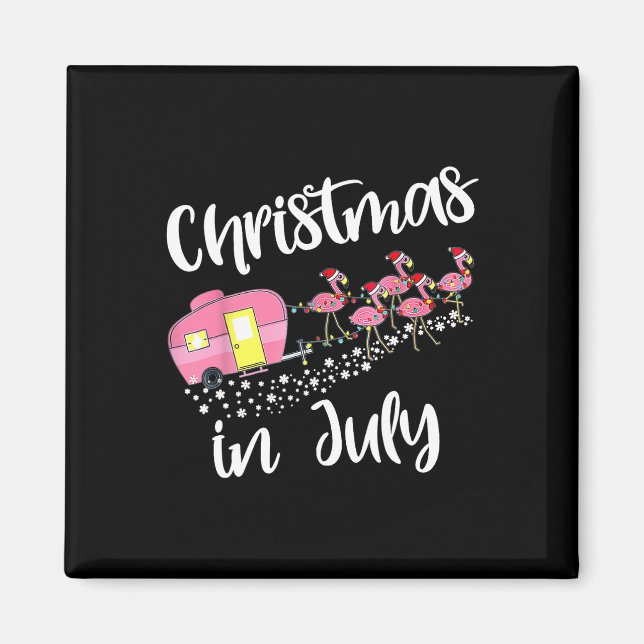 Christmas In July Flamingo Camping Camper  Magnet (Framsidan)