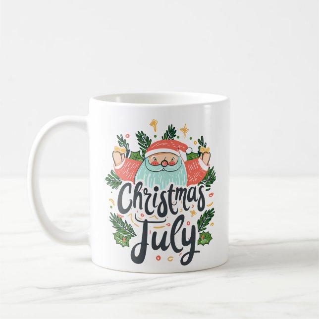 Christmas in July Fun & Festive Santa Design Kaffemugg (Vänster)