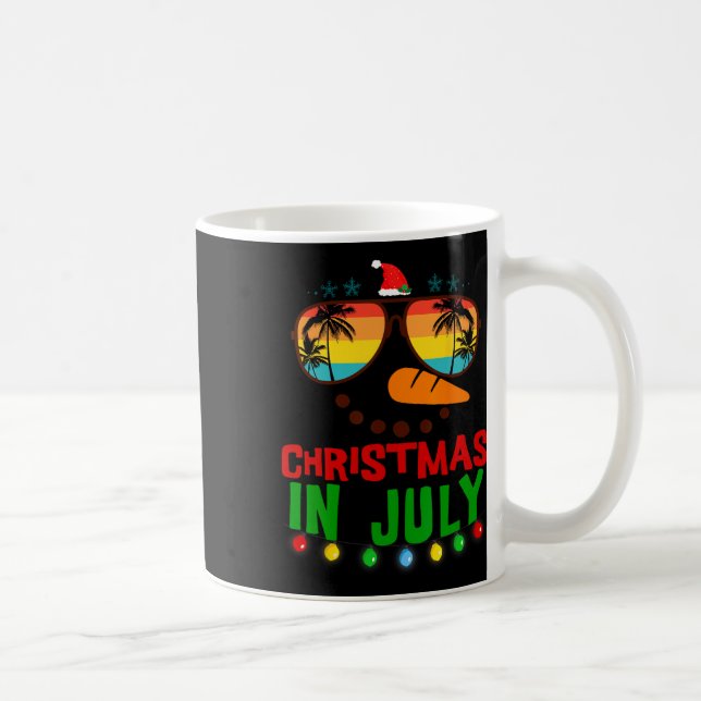 Christmas In July Funny Snowman Beach Summer Hawai Kaffemugg (Höger)