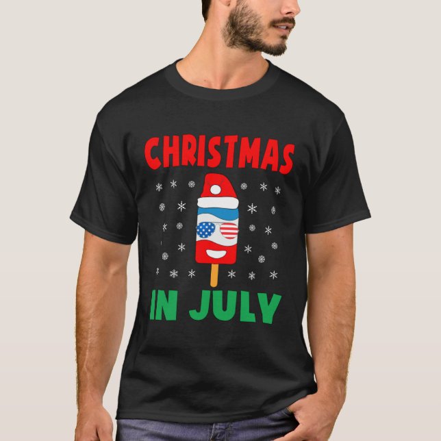Christmas In July Ice Pop Santa Hat Party Kids Tod T Shirt (Framsida)