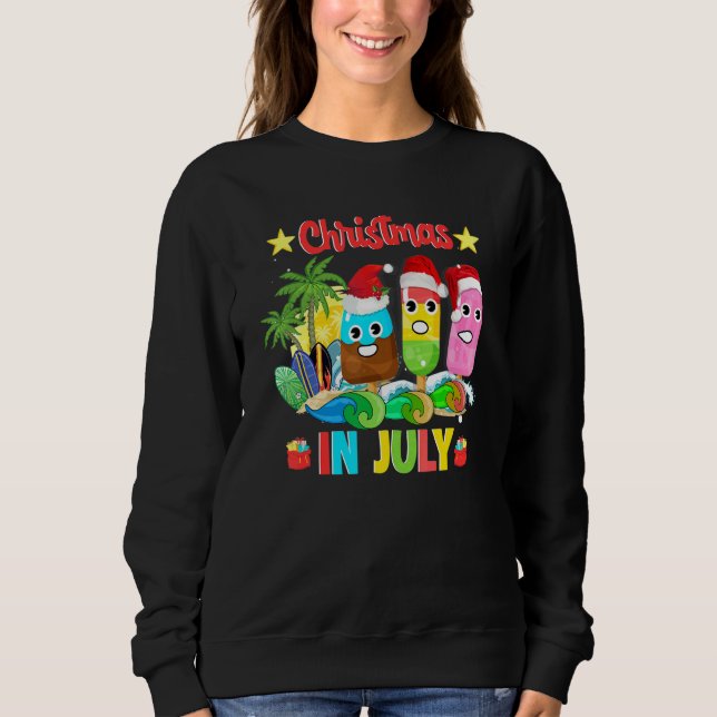 Christmas In July Ice Pops In Santa Hat Kids Toddl T Shirt (Framsida)