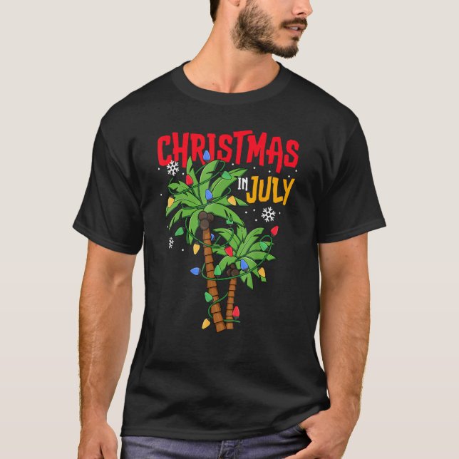 Christmas In July Palm Tree Xmas Tree Tropical Haw T Shirt (Framsida)
