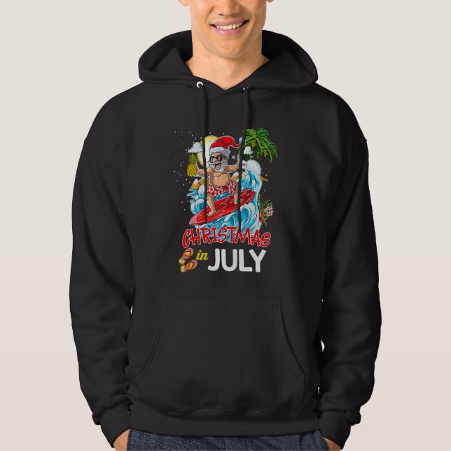 Christmas In July Party Costume Clothing Santa Sur Hoodie (Framsida)