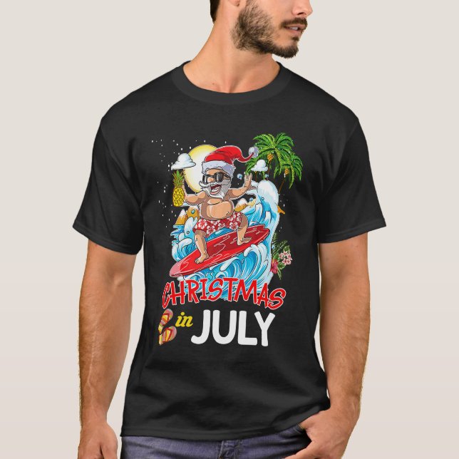 Christmas In July Party Costume Clothing Santa Sur T Shirt (Framsida)