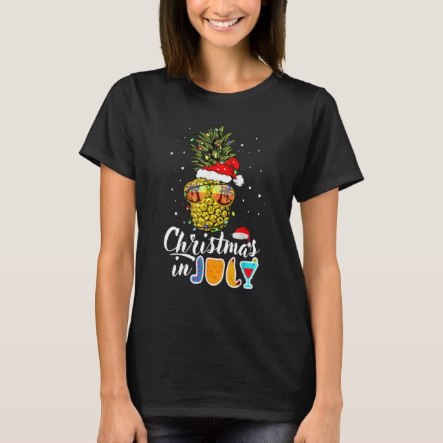 Christmas In July Pineapple Christmas Tree Lights  T Shirt (Framsida)