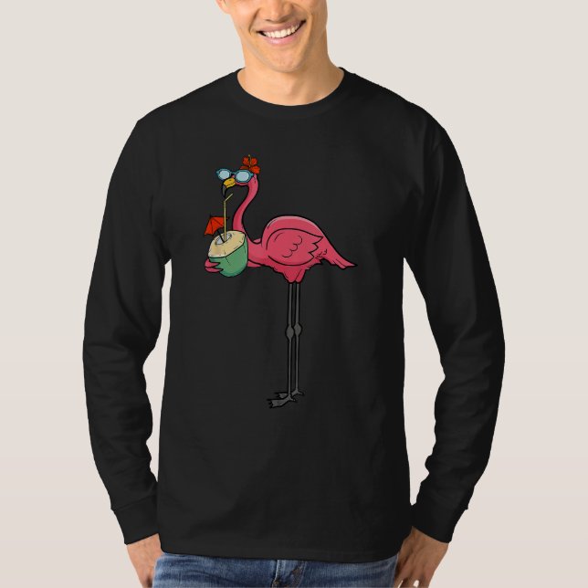 Christmas in July Pink Flamingo  Xmas Men Women Ki T Shirt (Framsida)