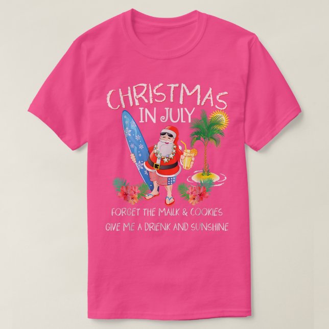 Christmas In July Pool Party Santa Men Women Vacat T Shirt (Design framsida)
