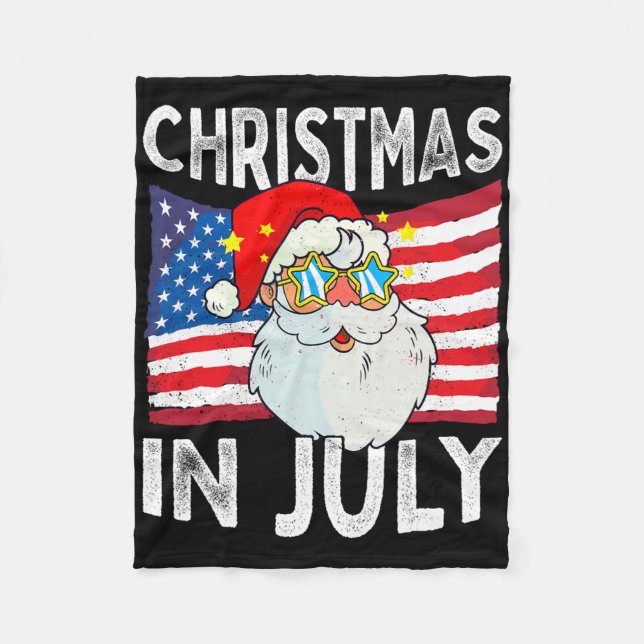 Christmas In July Retro Hipster Funny Santa Men Wo Fleecefilt (Framsidan)