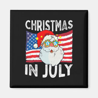 Christmas In July Retro Hipster Funny Santa Men Wo Magnet