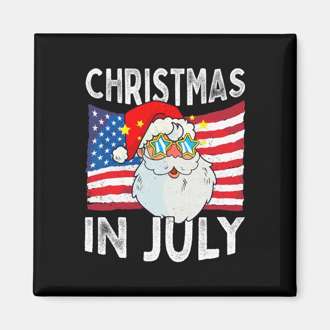 Christmas In July Retro Hipster Funny Santa Men Wo Magnet (Framsidan)