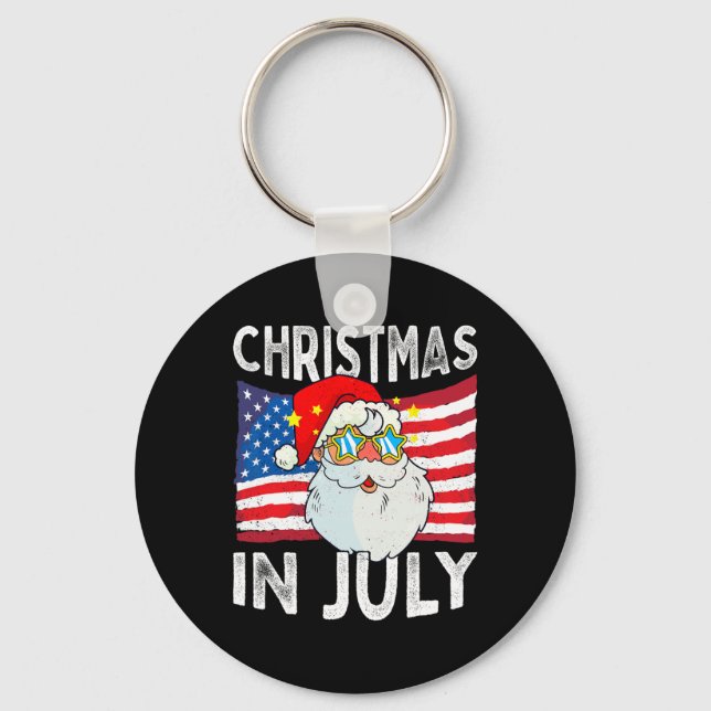 Christmas In July Retro Hipster Funny Santa Men Wo Nyckelring (Framsida)