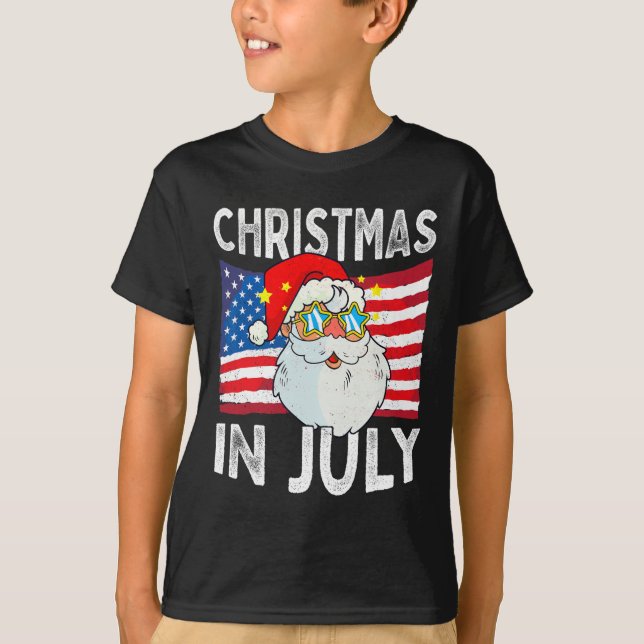 Christmas In July Retro Hipster Funny Santa Men Wo T Shirt (Framsida)