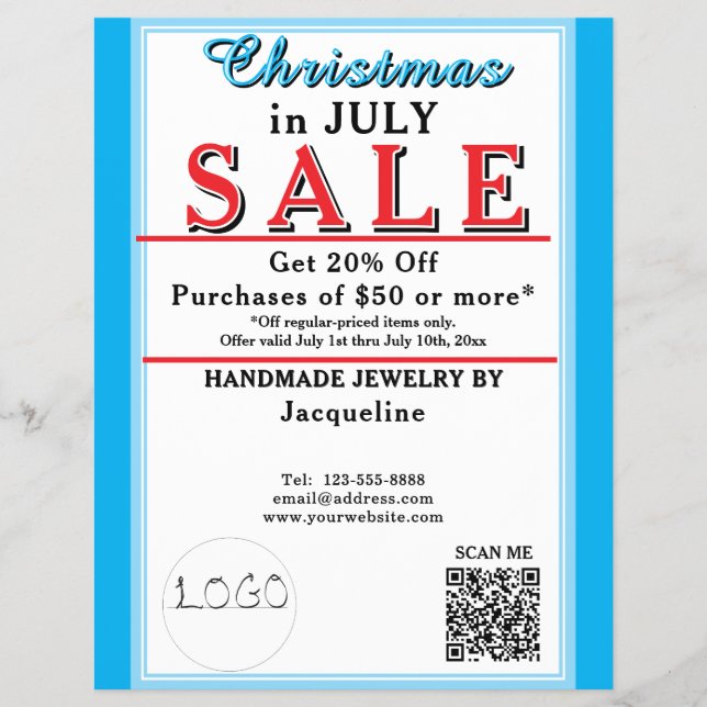 Christmas in July Sale Jewelry Blue White Heart Reklamblad (Framsidan)