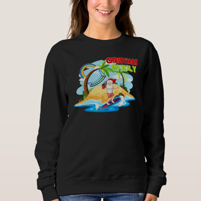 Christmas In July Santa Claus Beach Island Summer T Shirt (Framsida)