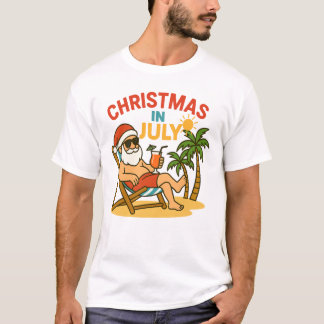 Christmas in July Santa Claus Beach Summer T Shirt