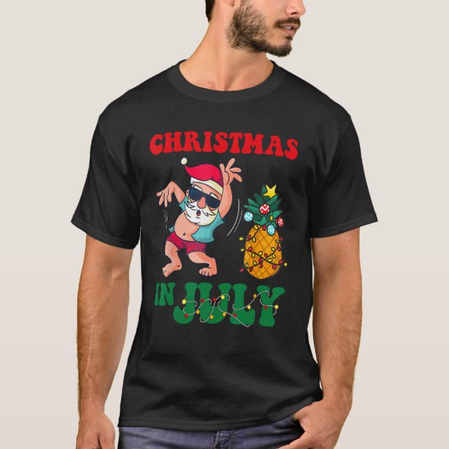 Christmas in July Santa Claus Dancing Xmas Summer  T Shirt (Framsida)