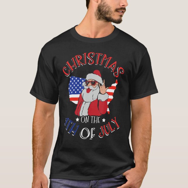 Christmas In July Santa Claus Summer 4th Of July C T Shirt (Framsida)